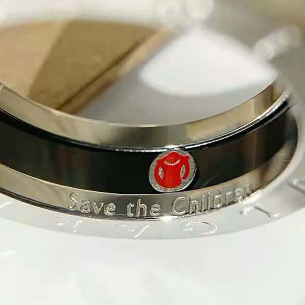 Bvlgari Save the Children One-band Sterling Silver Ring with Black Ceramic for Women