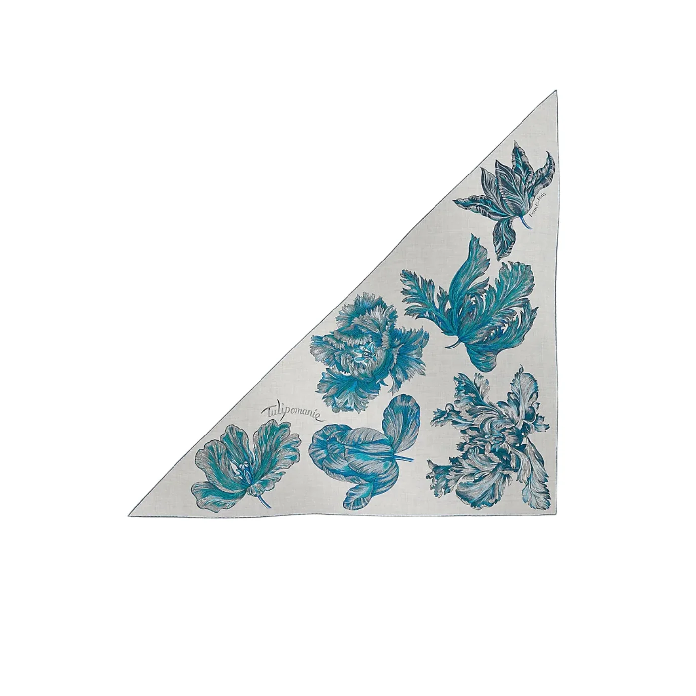 Hermes Tulipomanie Triangle Scarf Bleu Electrique 11