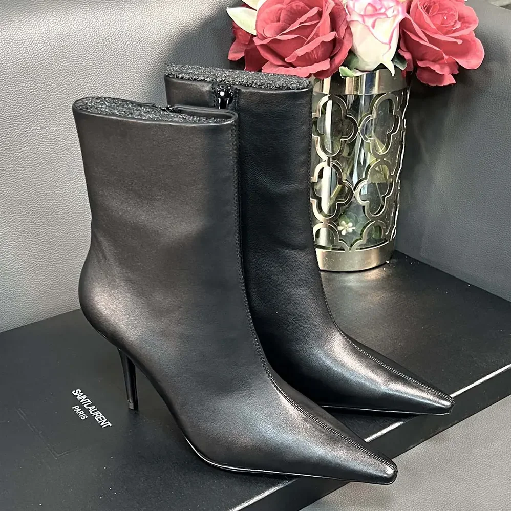 Saint Laurent YSL Ashley Booties In Smooth Leather Black for Women Saint Laurent YSL Ashley Booties In Smooth Leather Black for Women