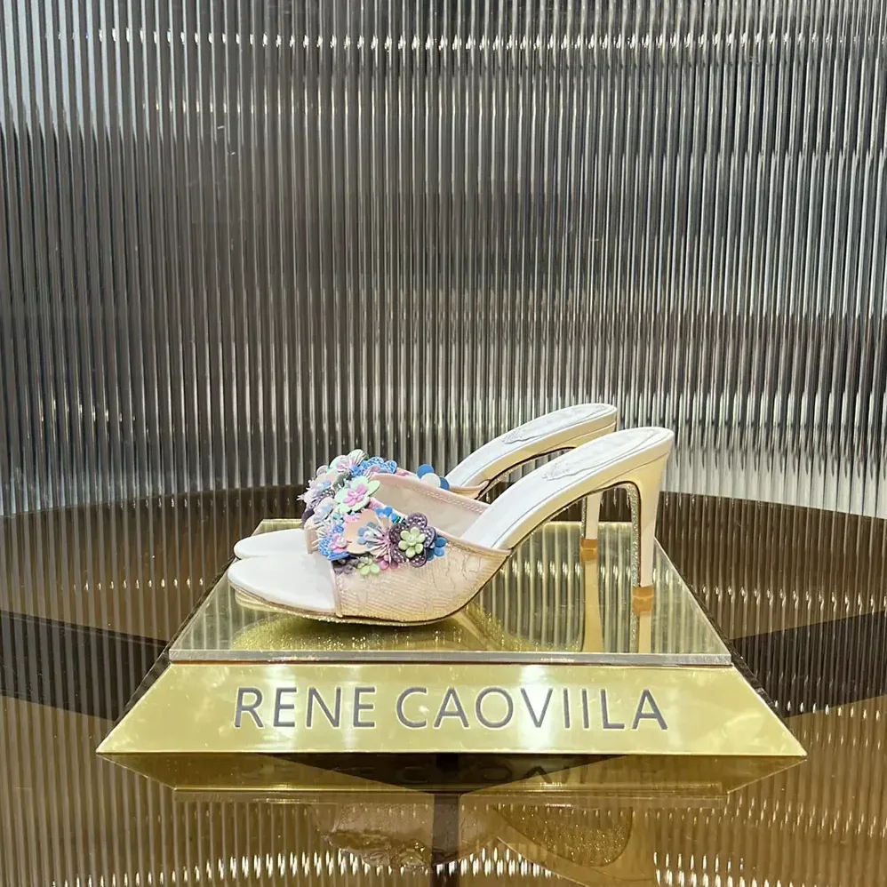 Rene Caovilla Roxanne Nude Slider Sandal 80 for Women