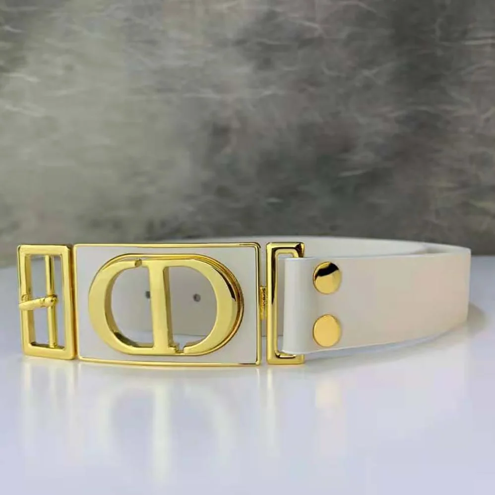 Dior 30 Montaigne Belt White Calfskin, 30 MM for Women