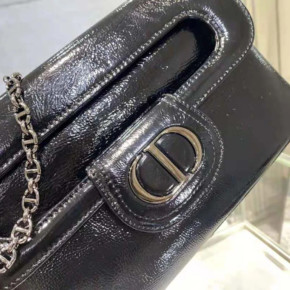 Dior Medium Diordouble Bag Black Crinkled Patent Lambskin for Women Dior Medium Diordouble Bag Black Crinkled Patent Lambskin for Women