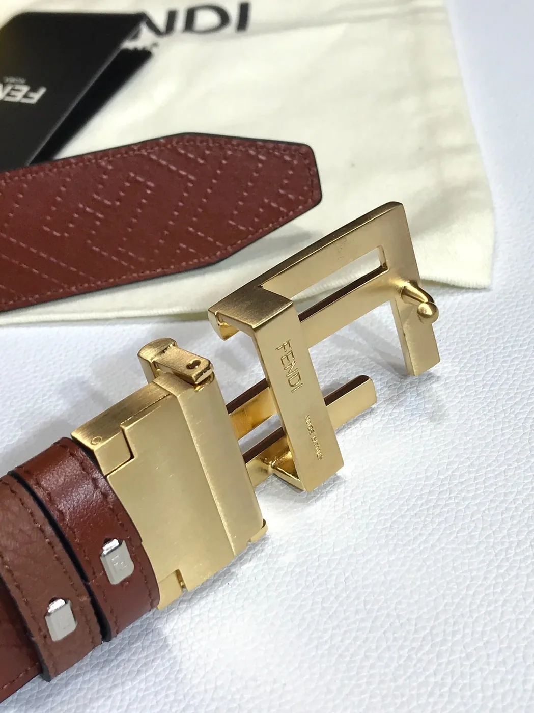 Fendi Belt Brown FF Belt 7C034470 for Women