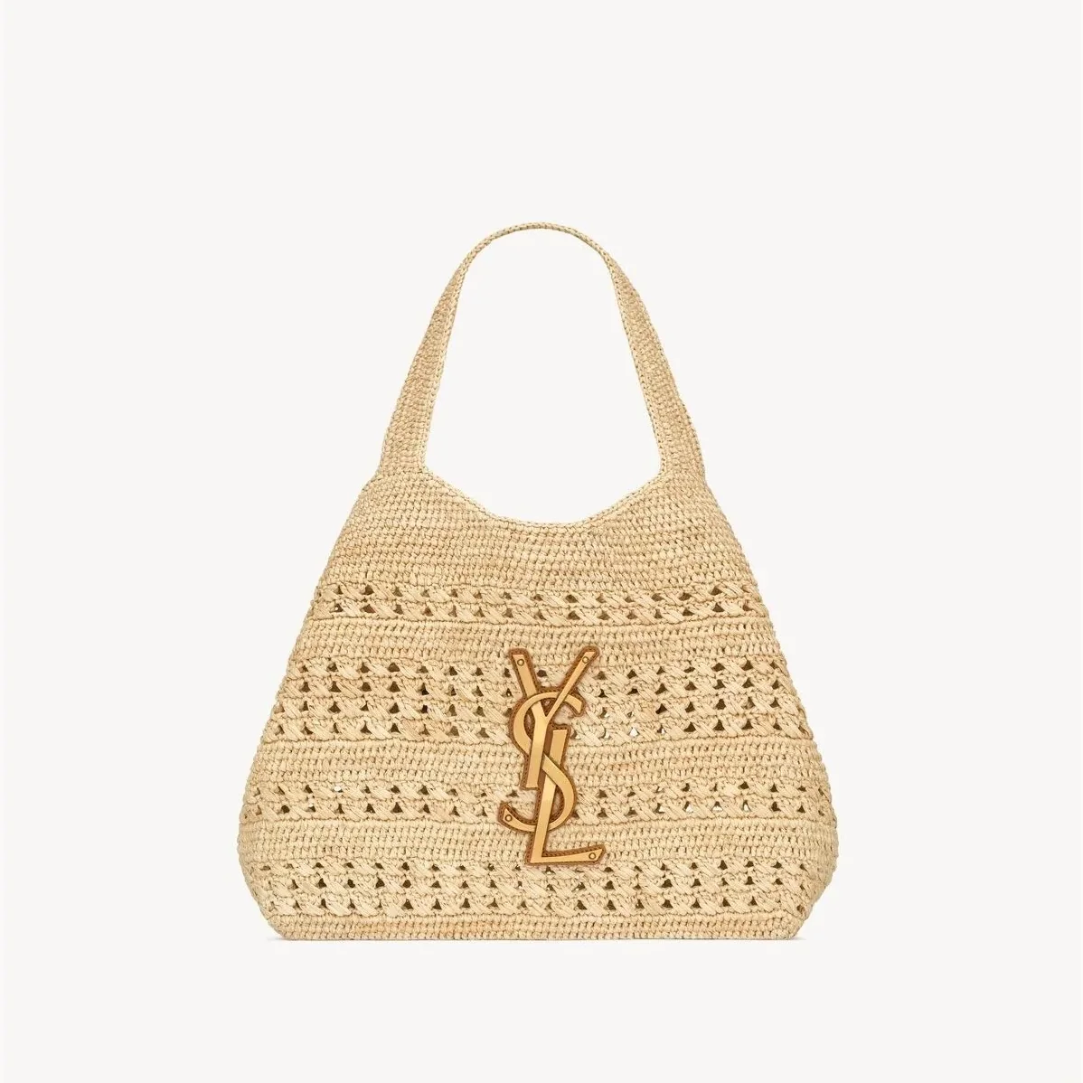 Saint Laurent Icare Medium Tote Bag in Natural Raffia Bronze Hardware Saint Laurent Icare Medium Tote Bag in Natural Raffia Bronze Hardware