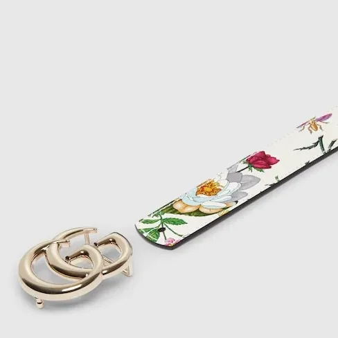 Gucci Reversible GG Marmont Belt White Flora in Brown Gucci Reversible GG Marmont Belt White Flora in Brown