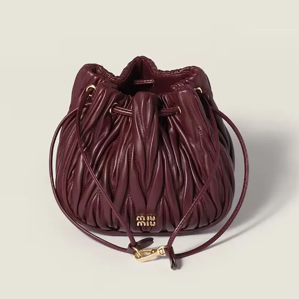 Miu Miu Matelassé Nappa Leather Pouch for Women in Burgundy Miu Miu Matelassé Nappa Leather Pouch for Women in Burgundy