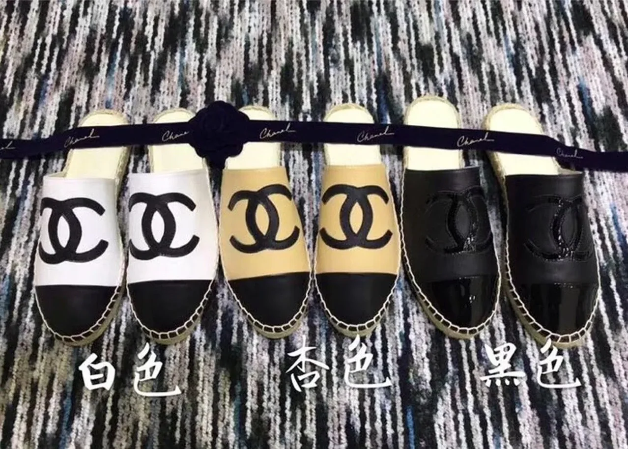 Chanel Mule Espadrille Slides White/Black , Shoes Chanel Mule Espadrille Slides White/Black , Shoes