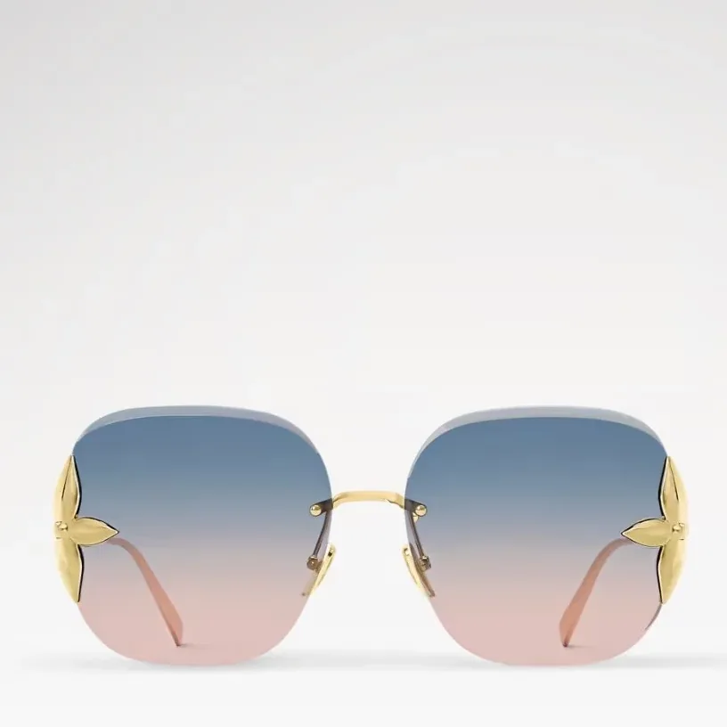 Louis Vuitton Flower Edge Metal Square Sunglasses Gradient Blue