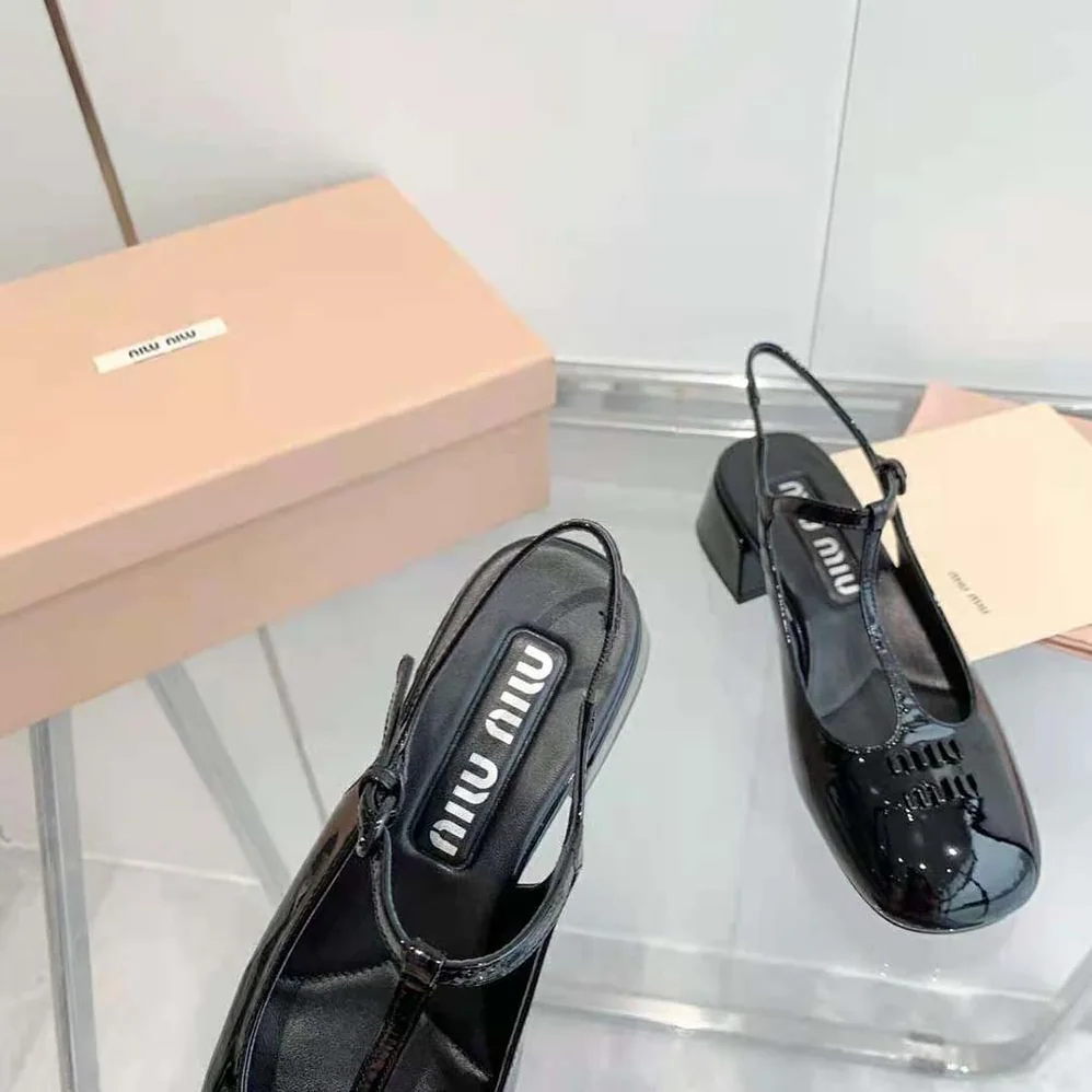 Miu Miu Patent Leather Slingback Pumps for Women in Black