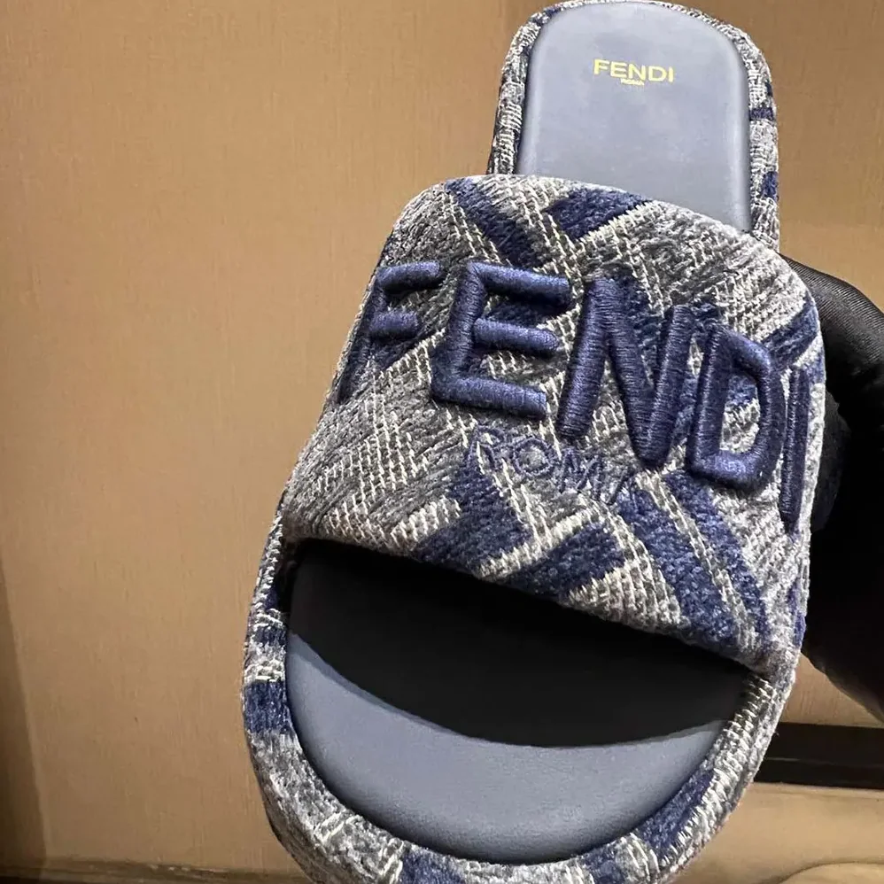 Fendi Sunshine FF Chenille Jacquard Platform Sandals for Women