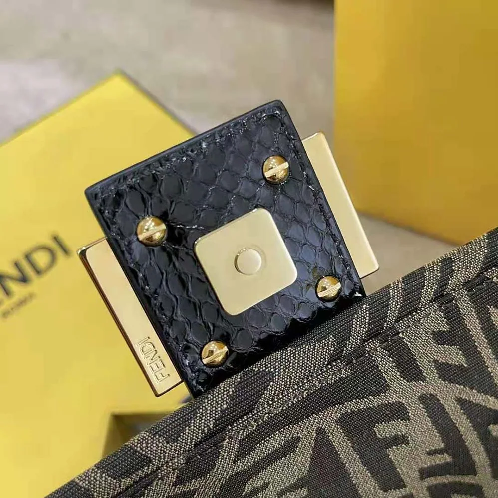 Fendi Mini Baguette 1997 Brown Jacquard FF Vertigo Bag for Women Fendi Mini Baguette 1997 Brown Jacquard FF Vertigo Bag for Women
