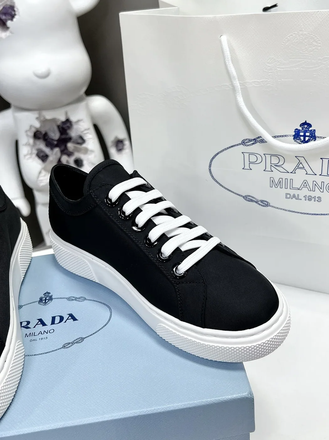 Prada Macro Re-Nylon And Brushed Sneakers Blue in PRD Prada Macro Re-Nylon And Brushed Sneakers Blue in PRD