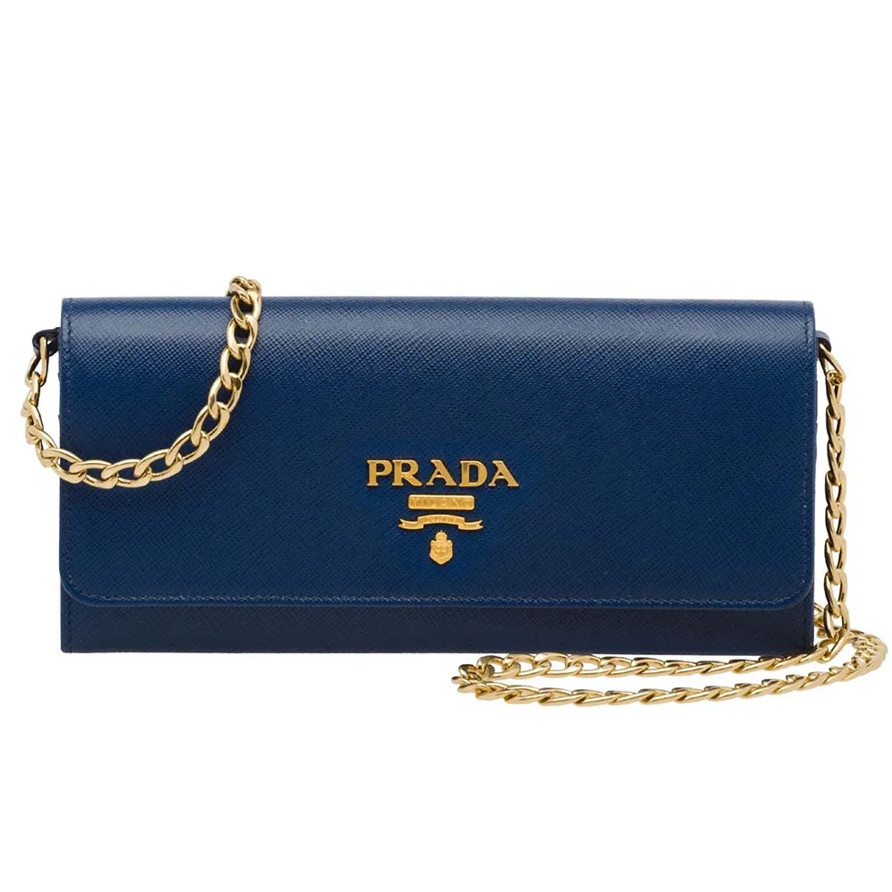 Prada Leather Shoulder Bag in Saffiano for Women in Navy Prada Leather Shoulder Bag in Saffiano for Women in Navy
