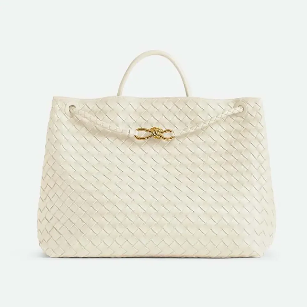 Bottega Veneta Large Andiamo in Lambskin Leather for Women in White Bottega Veneta Large Andiamo in Lambskin Leather for Women in White