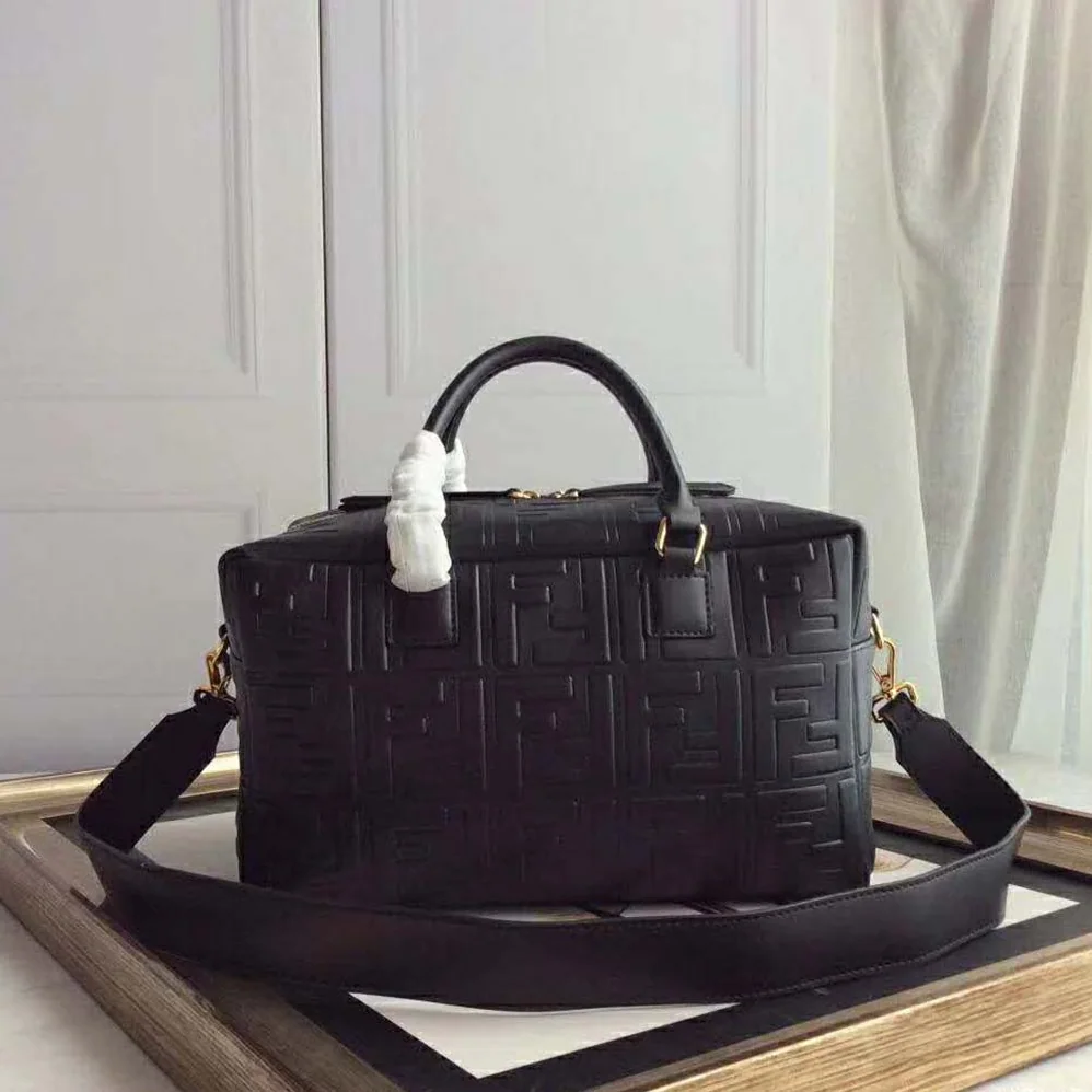 Fendi Small Boston Leather Bag in Large Size for Women in Black Fendi Small Boston Leather Bag in Large Size for Women in Black