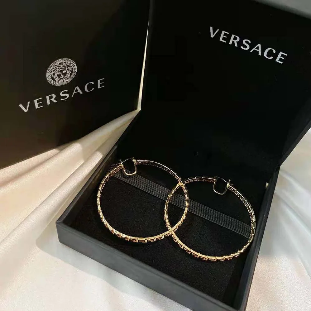 Versace Large Greca Hoop Earrings for Women in Gold
