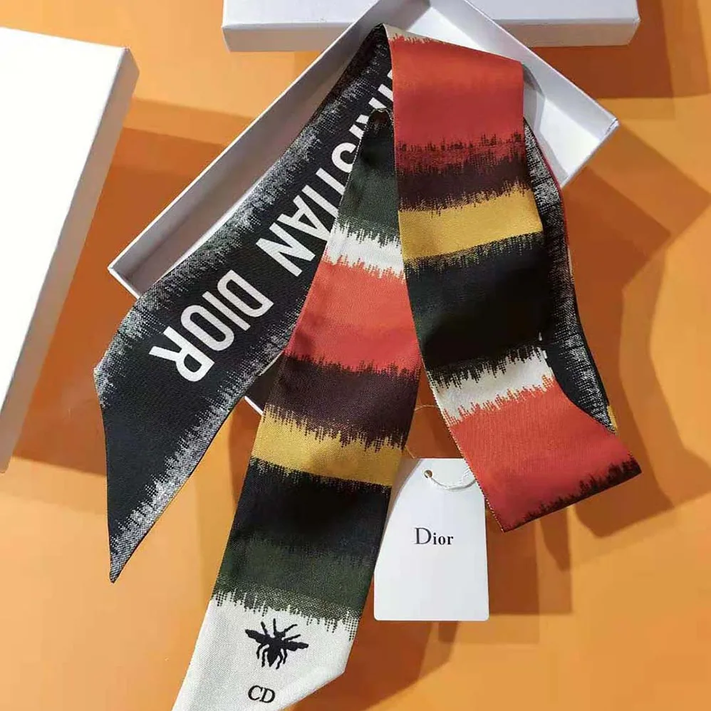 Dior D-Stripes Mitzah Scarf Multicolor Silk Twill for Women Dior D-Stripes Mitzah Scarf Multicolor Silk Twill for Women