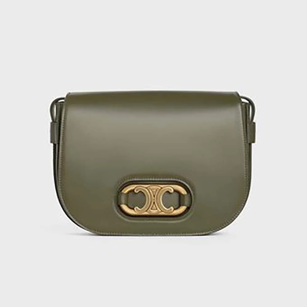 Celine Medium Maillon Triomphe Bag in Natural Calfskin for Women in Green
