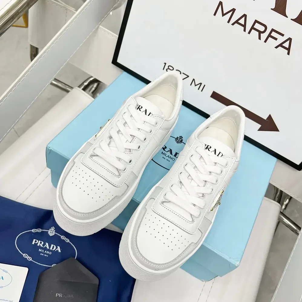 Prada Downtown Bold Leather Sneakers for Women