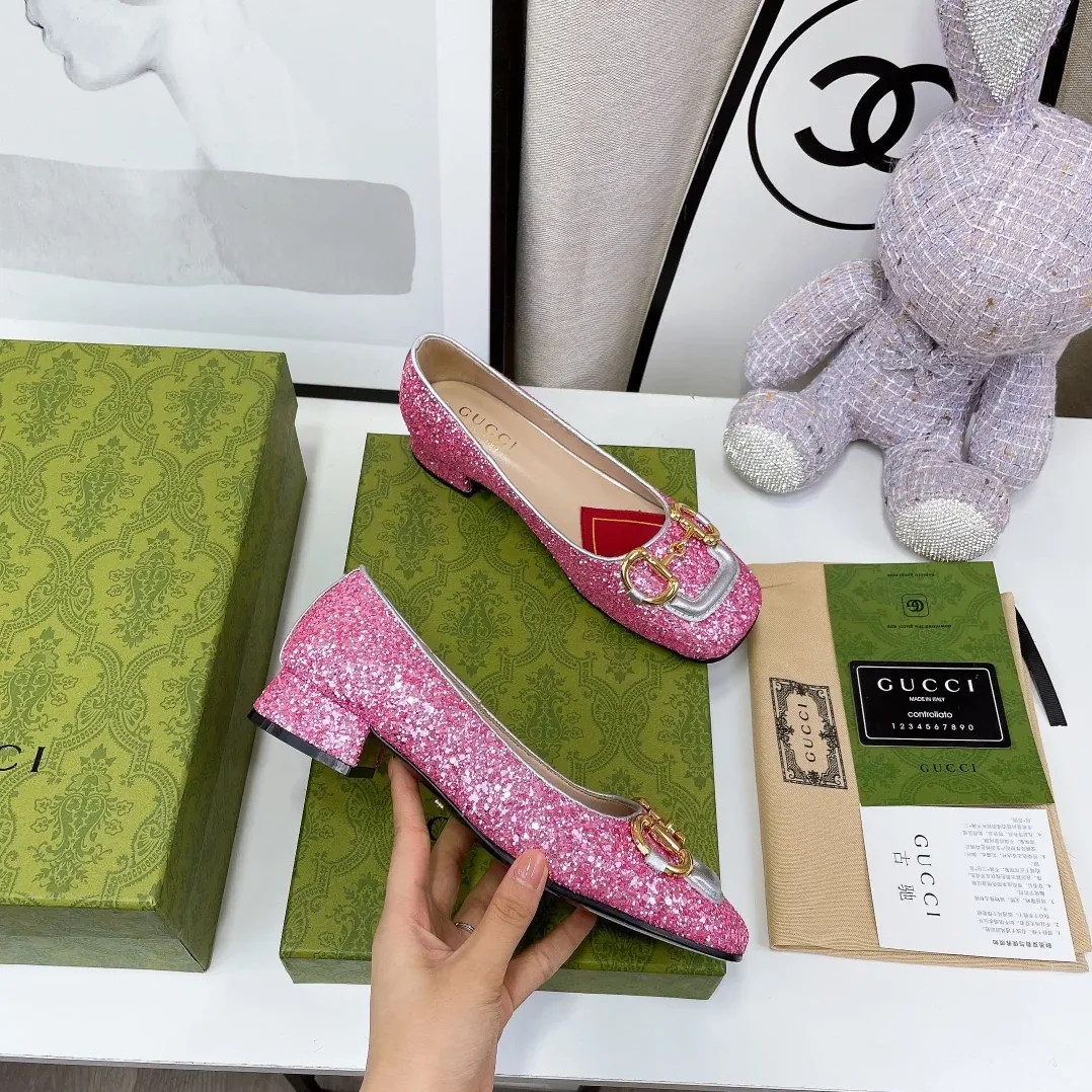 Gucci Lovelight Crystal Ballet Flat With Horsebit Multicolor GG