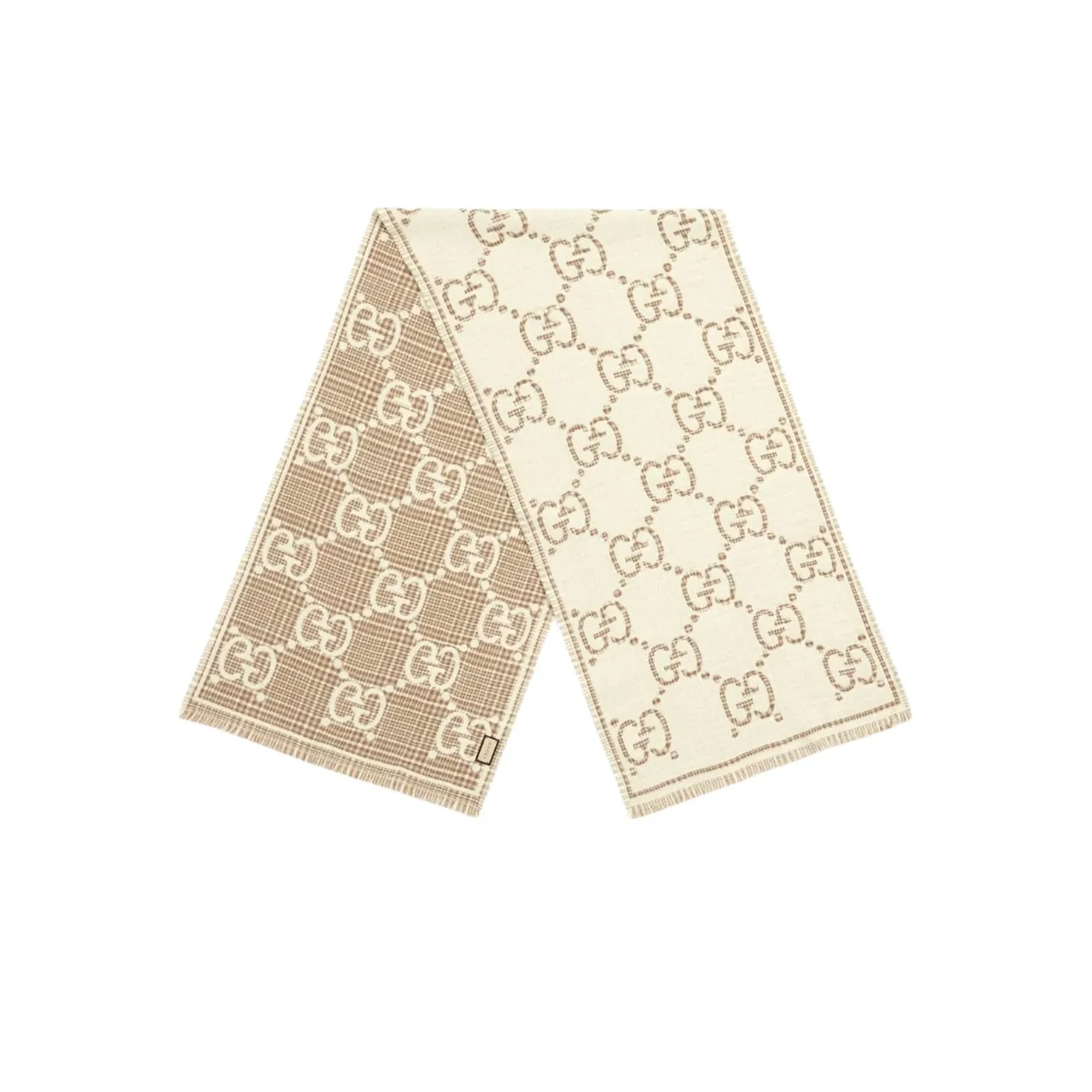 Gucci GG Jacquard Scarf Ivory And Beige / Gucci GG Jacquard Scarf Ivory And Beige /