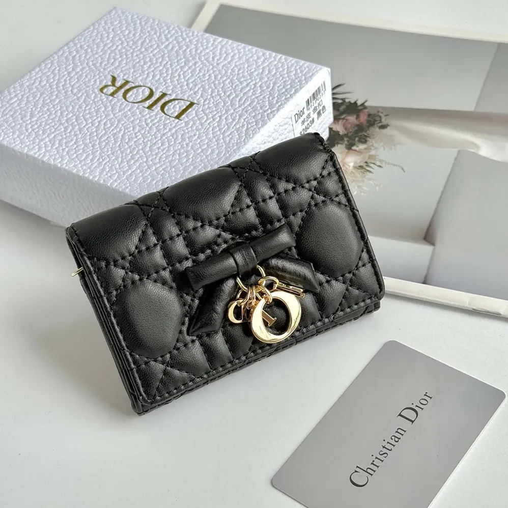Dior Lady Dior Glycine Wallet Black Cannage Lambskin for Women Dior Lady Dior Glycine Wallet Black Cannage Lambskin for Women