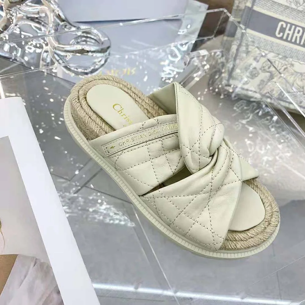 Dior Dtwist Slide White Cannage Lambskin for Women Dior Dtwist Slide White Cannage Lambskin for Women