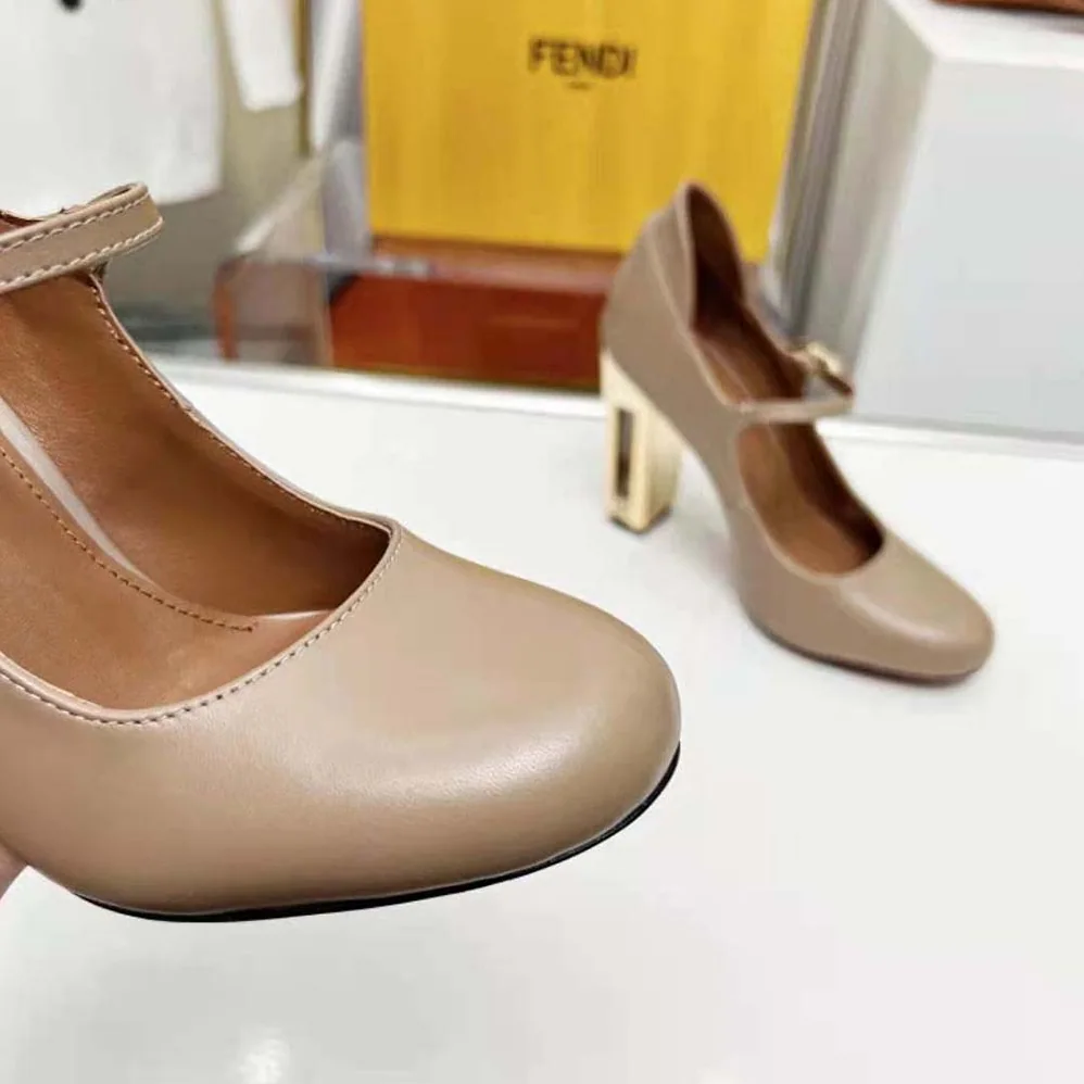 Fendi Delfina Dove Gray Leather High for Women in heeled Court Shoes Fendi Delfina Dove Gray Leather High for Women in heeled Court Shoes