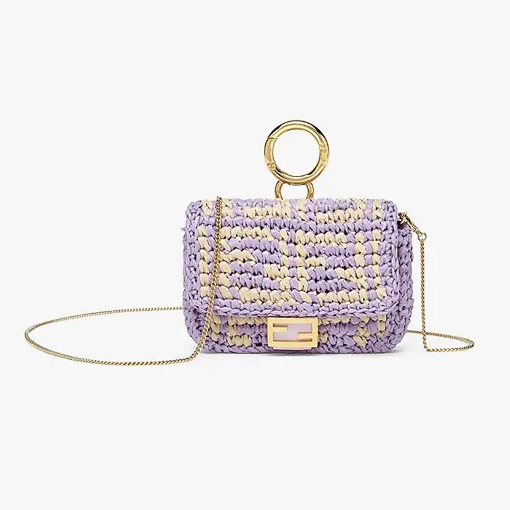 Fendi Nano Baguette Charm Lilac Raffia Charm for Women Fendi Nano Baguette Charm Lilac Raffia Charm for Women