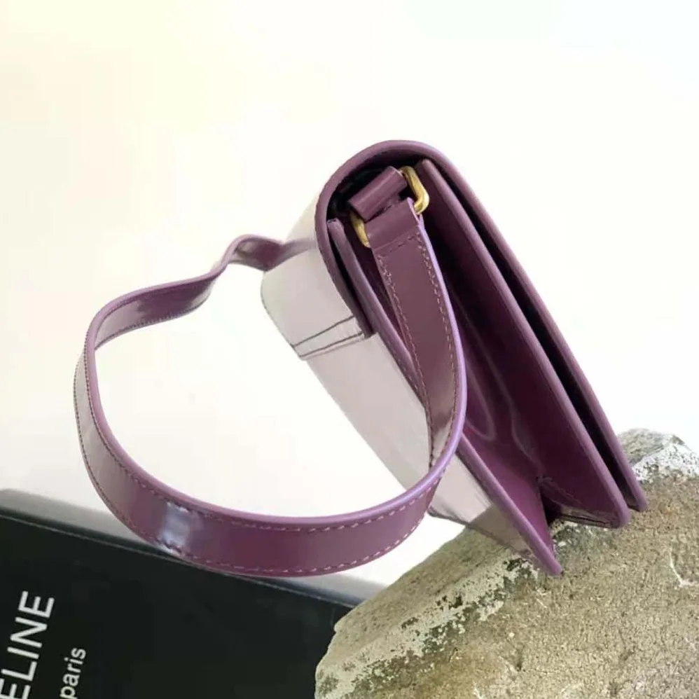 Celine Trapeze Triomphe Bag in Shiny Calfskin for Women in Purple