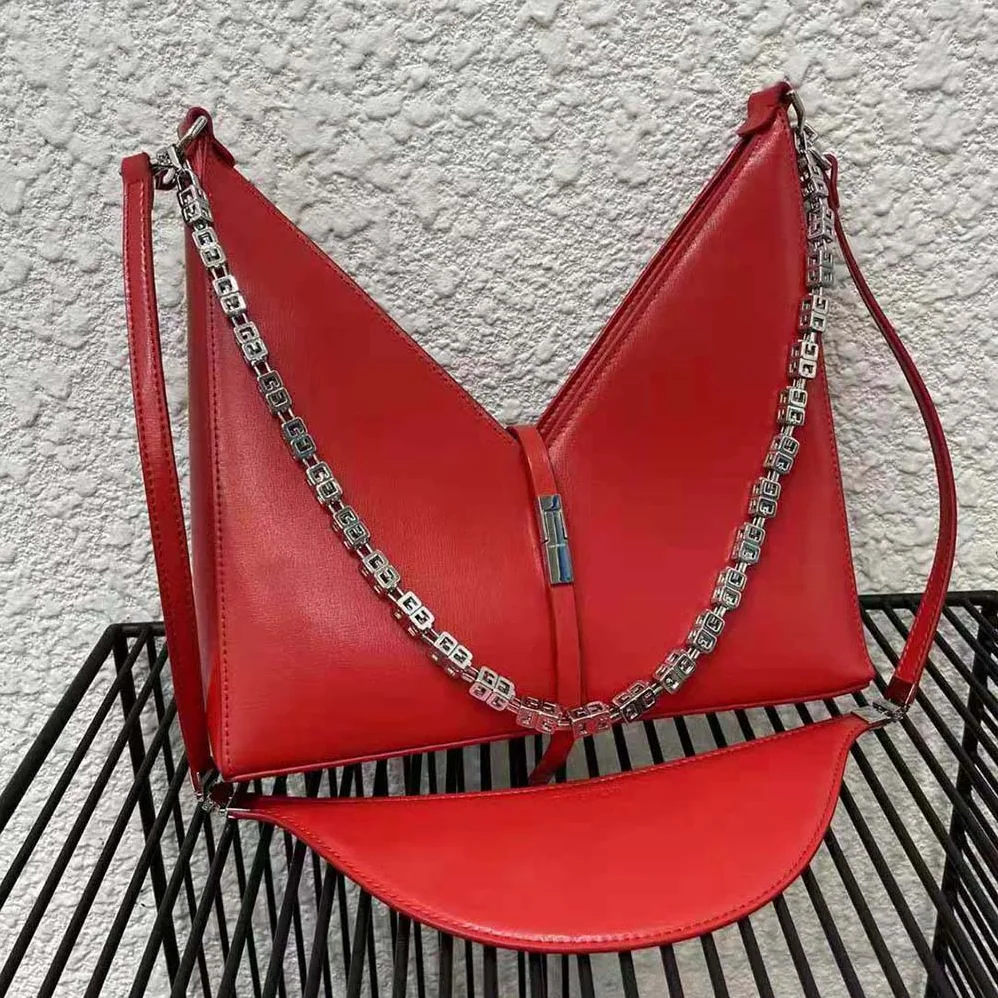 Givenchy Small Cut Out Bag in Box Leather with Chain for Women in Red