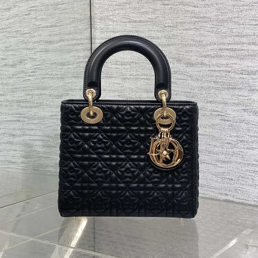 Dior Lady Dior Dioramour Bag Black Cannage Lambskin with Star Motif for Women Dior Lady Dior Dioramour Bag Black Cannage Lambskin with Star Motif for Women