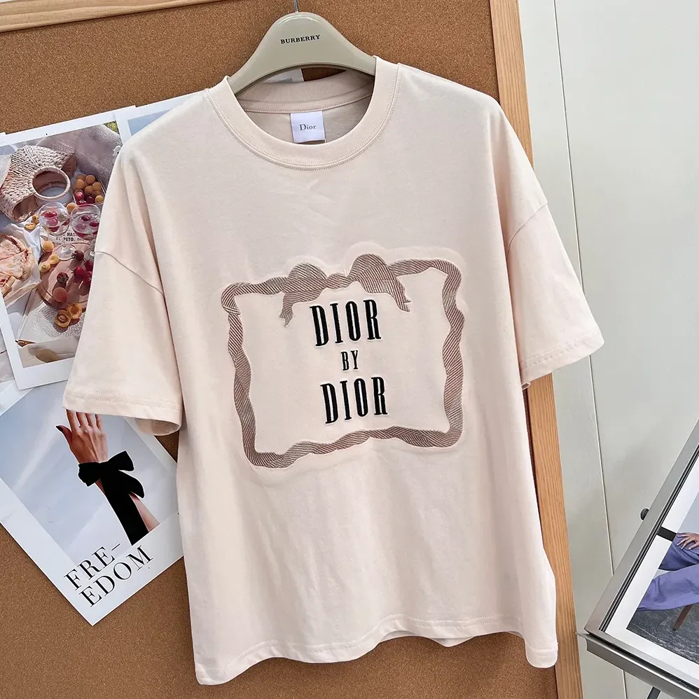 Dior Oversized Embroidered Book Cover T for Women in Shirt Pink Cotton Jersey