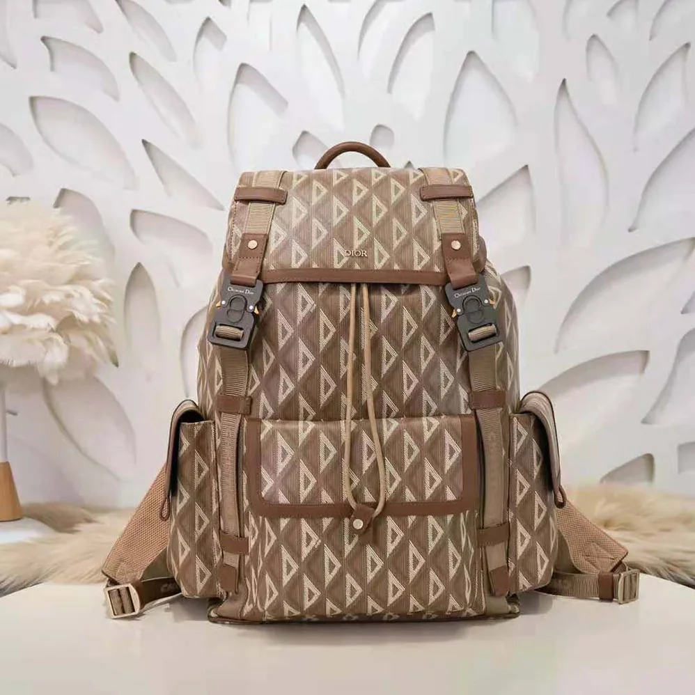 Dior Hit the Road Backpack Coffee CD Diamond Canvas for Men