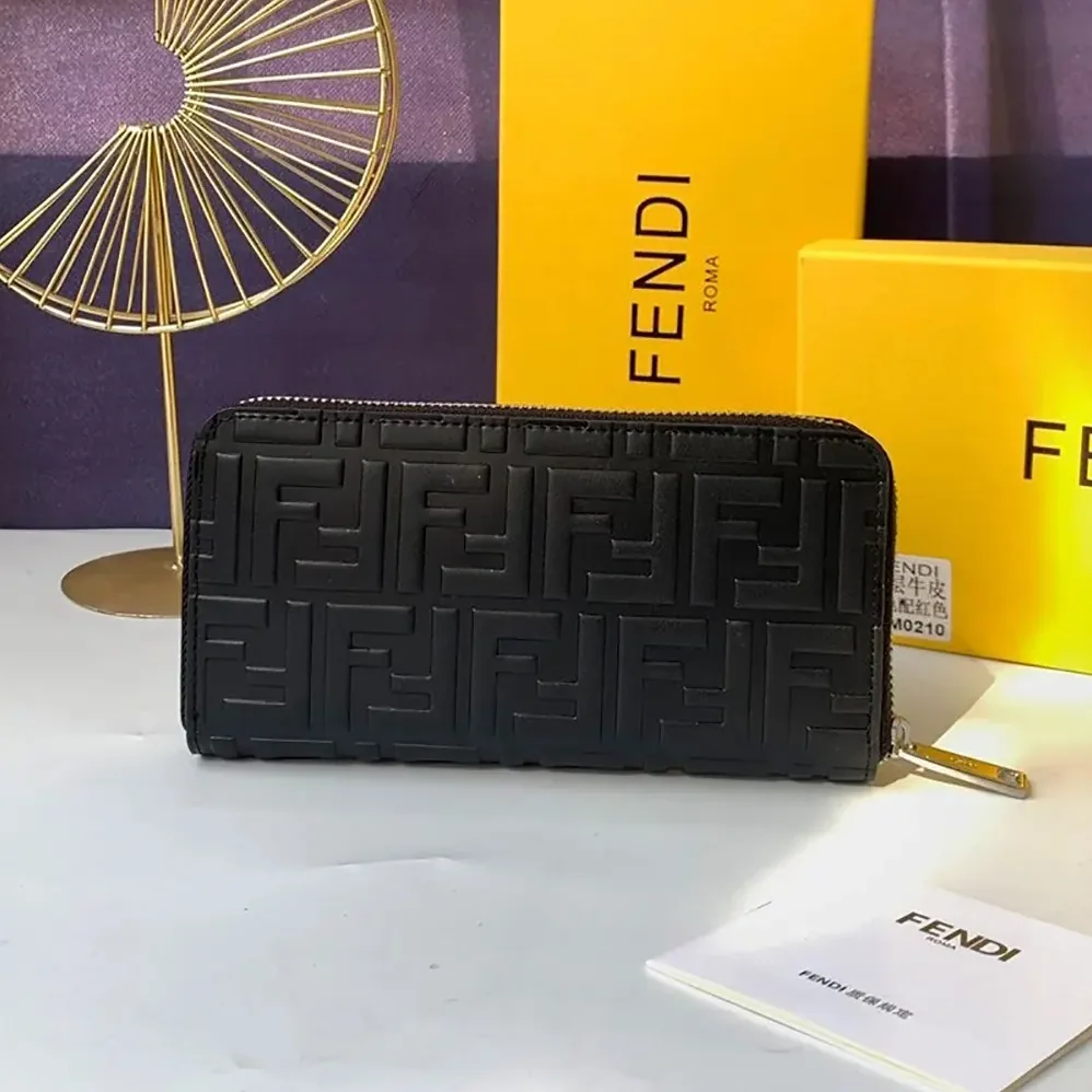 Fendi Zip Around Wallet in FF Motif Nappa Leather Black for Men Fendi Zip Around Wallet in FF Motif Nappa Leather Black for Men