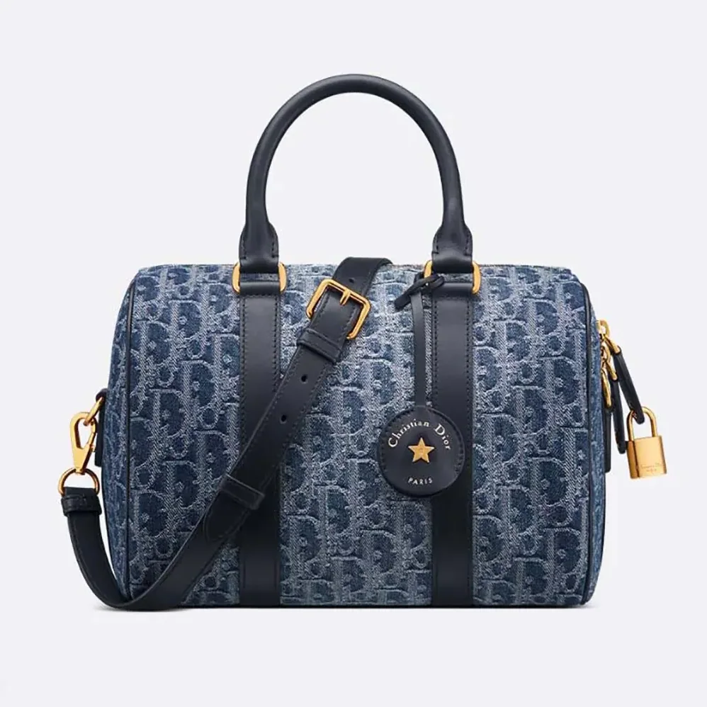 Dior Groove 25 Bag Blue Denim Dior Oblique Jacquard for Women