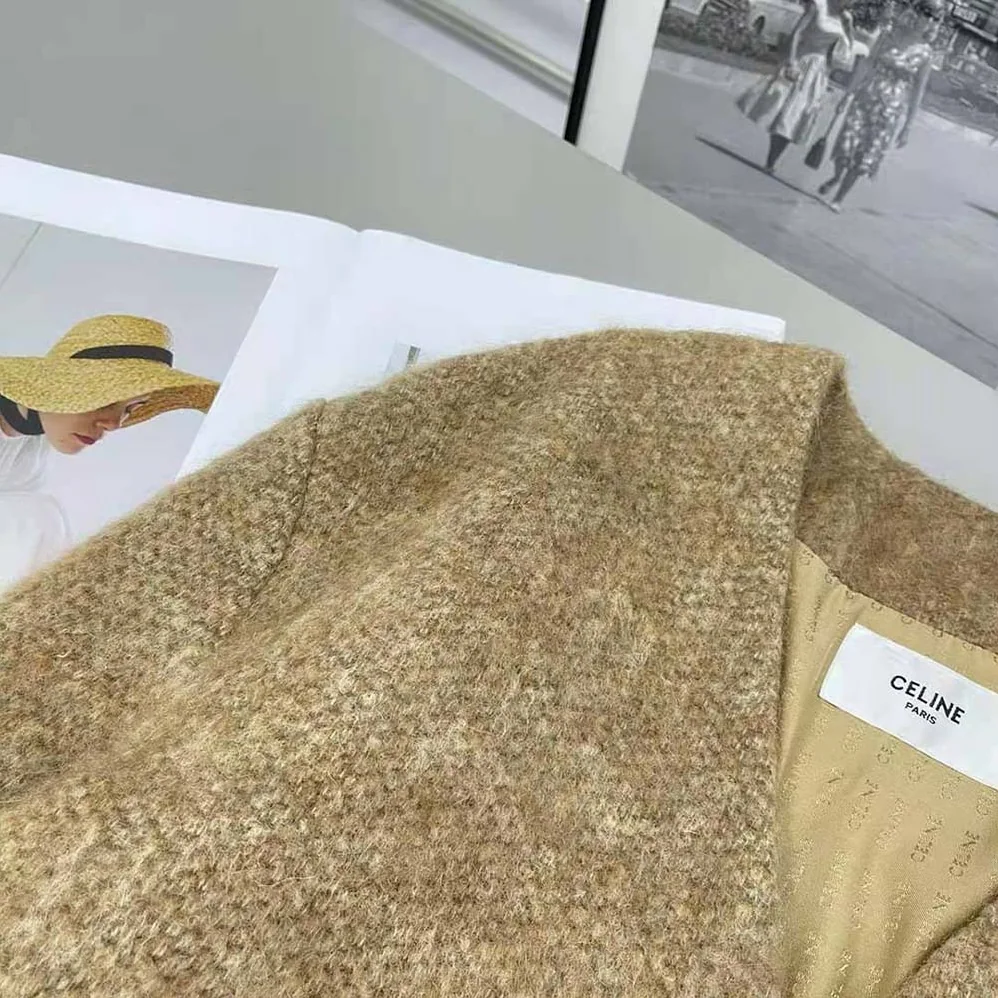 Celine Oversized Cardigan in Alpaca Wool for Women in Brown