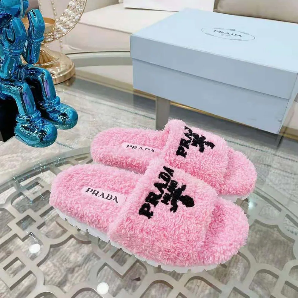 Prada Terry Cloth Slides for Women in Pink