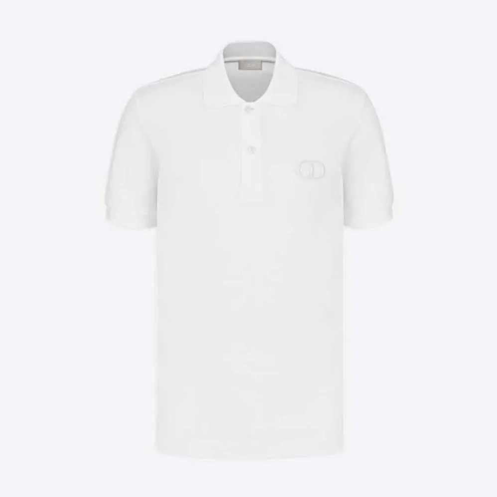 Dior CD Icon Polo Shirt White Cotton Pique for Men