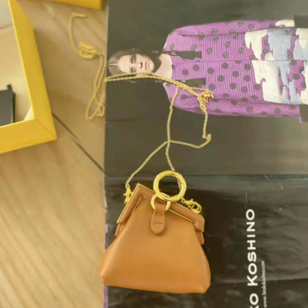Fendi Nano Fendi First Charm Brown Nappa Leather Charm for Women Fendi Nano Fendi First Charm Brown Nappa Leather Charm for Women