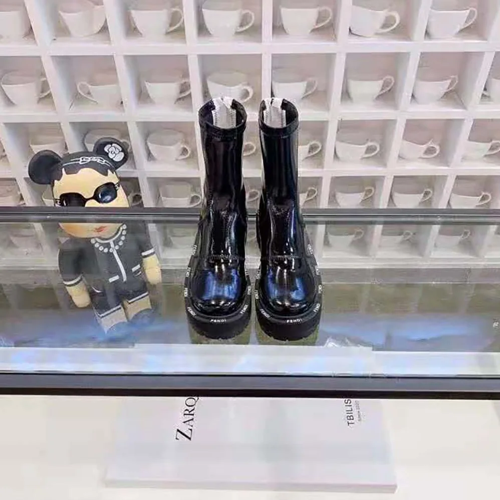 Fendi Biker Boots Glossy Black Neoprene Biker Boots for Women Fendi Biker Boots Glossy Black Neoprene Biker Boots for Women