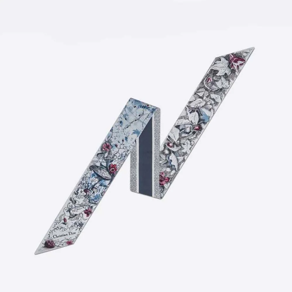 Dior Jardin Magique Mitzah Scarf Blue Multicolor Silk Twill for Women Dior Jardin Magique Mitzah Scarf Blue Multicolor Silk Twill for Women