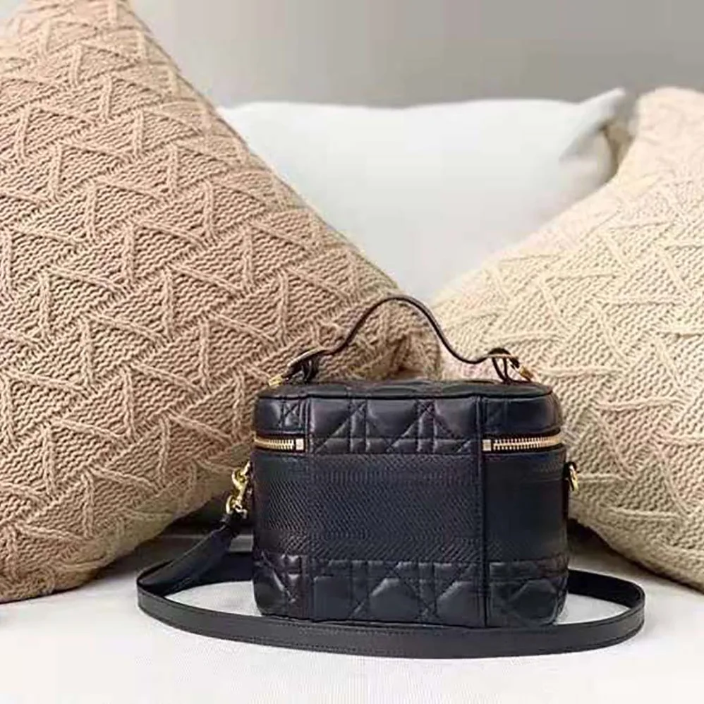Dior Small Diortravel Vanity Case Cannage Lambskin for Women in Black Dior Small Diortravel Vanity Case Cannage Lambskin for Women in Black
