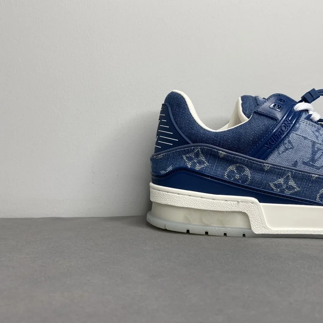 Louis Vuitton Trainer Sneaker Rubber Monogram Denim Blue Virgil Abloh
