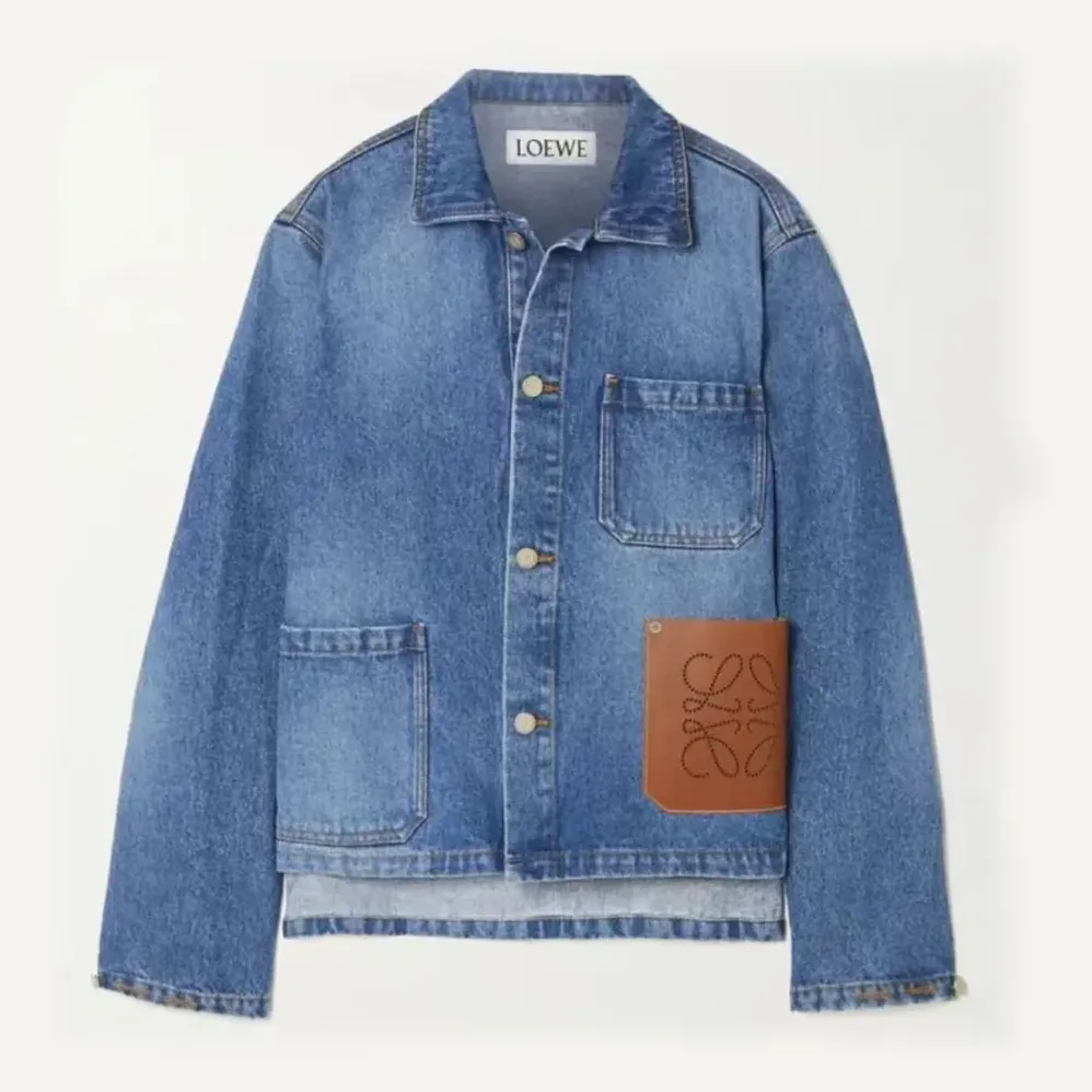 Loewe Anagram Short Jacket in Denim for Women in Navy Loewe Anagram Short Jacket in Denim for Women in Navy