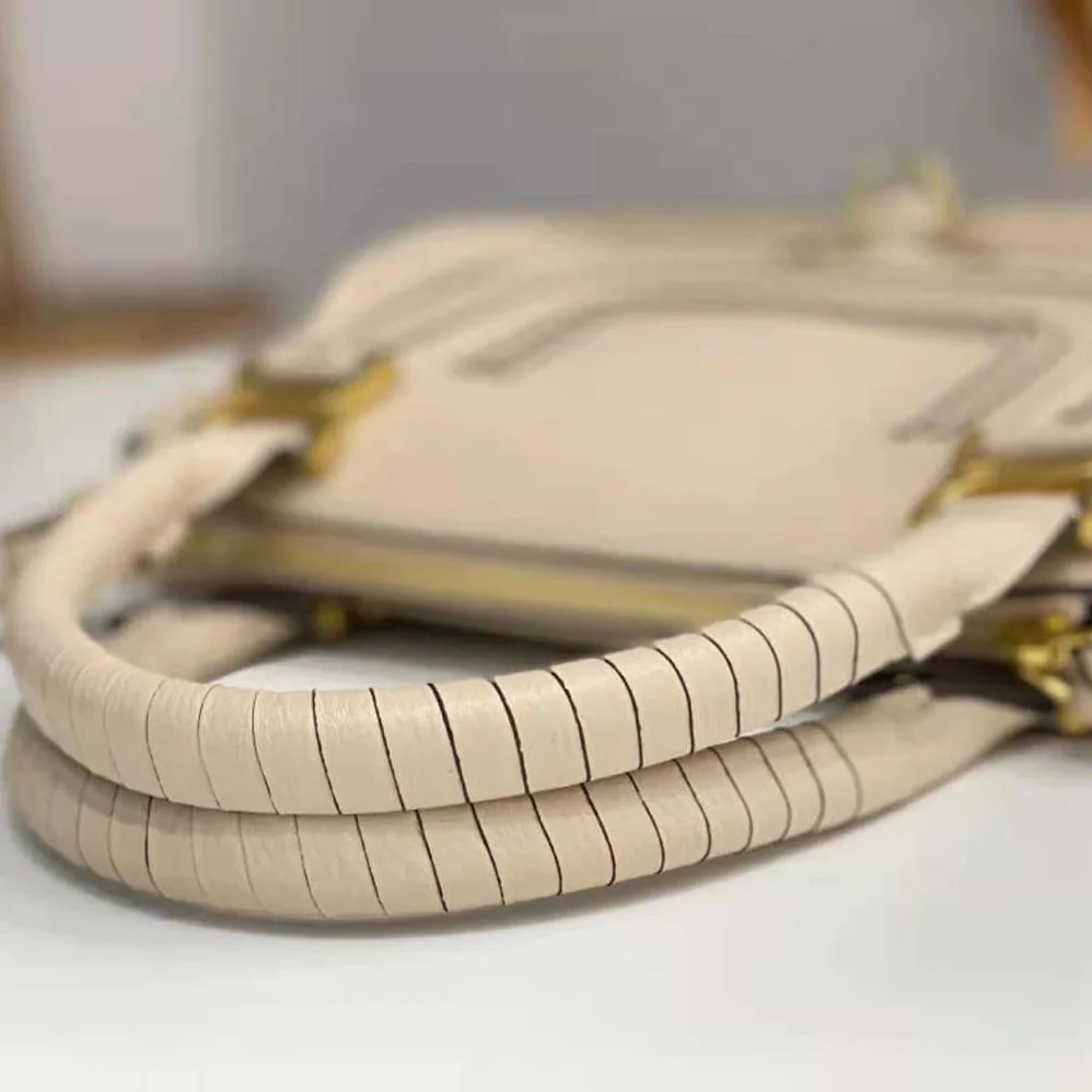 Chloe Marcie Small Double Carry Bag for Women in Beige