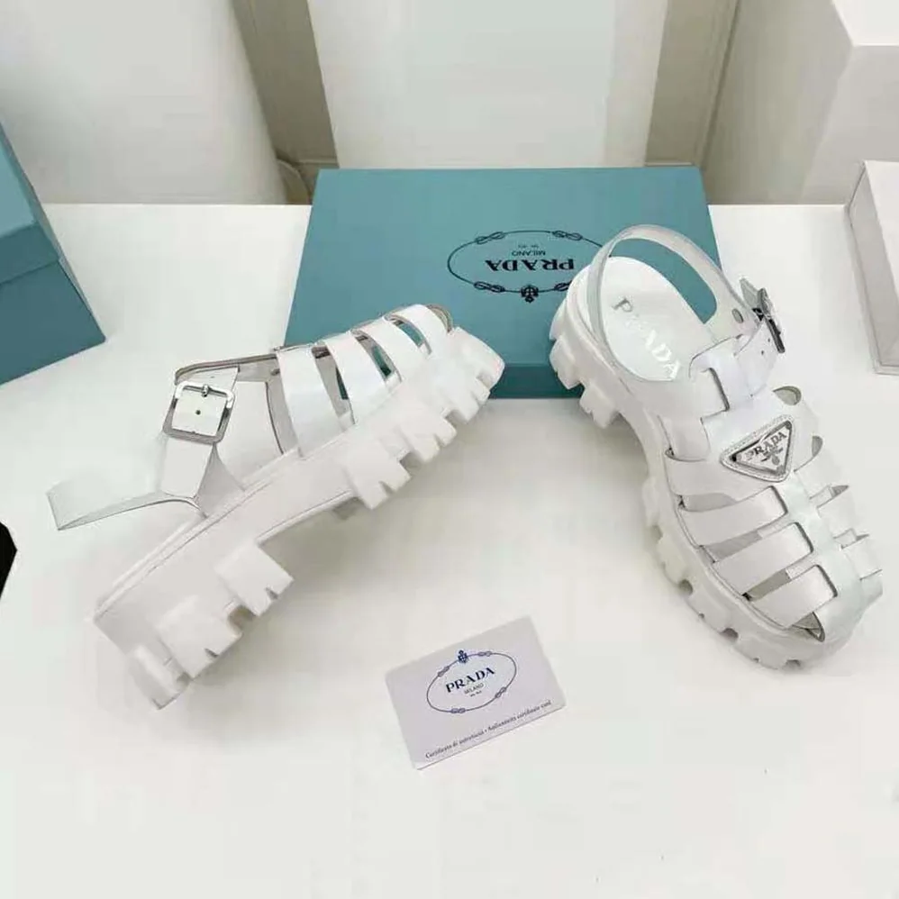 Prada Foam Rubber Sandals in 55 mm Heel Height for Women in White