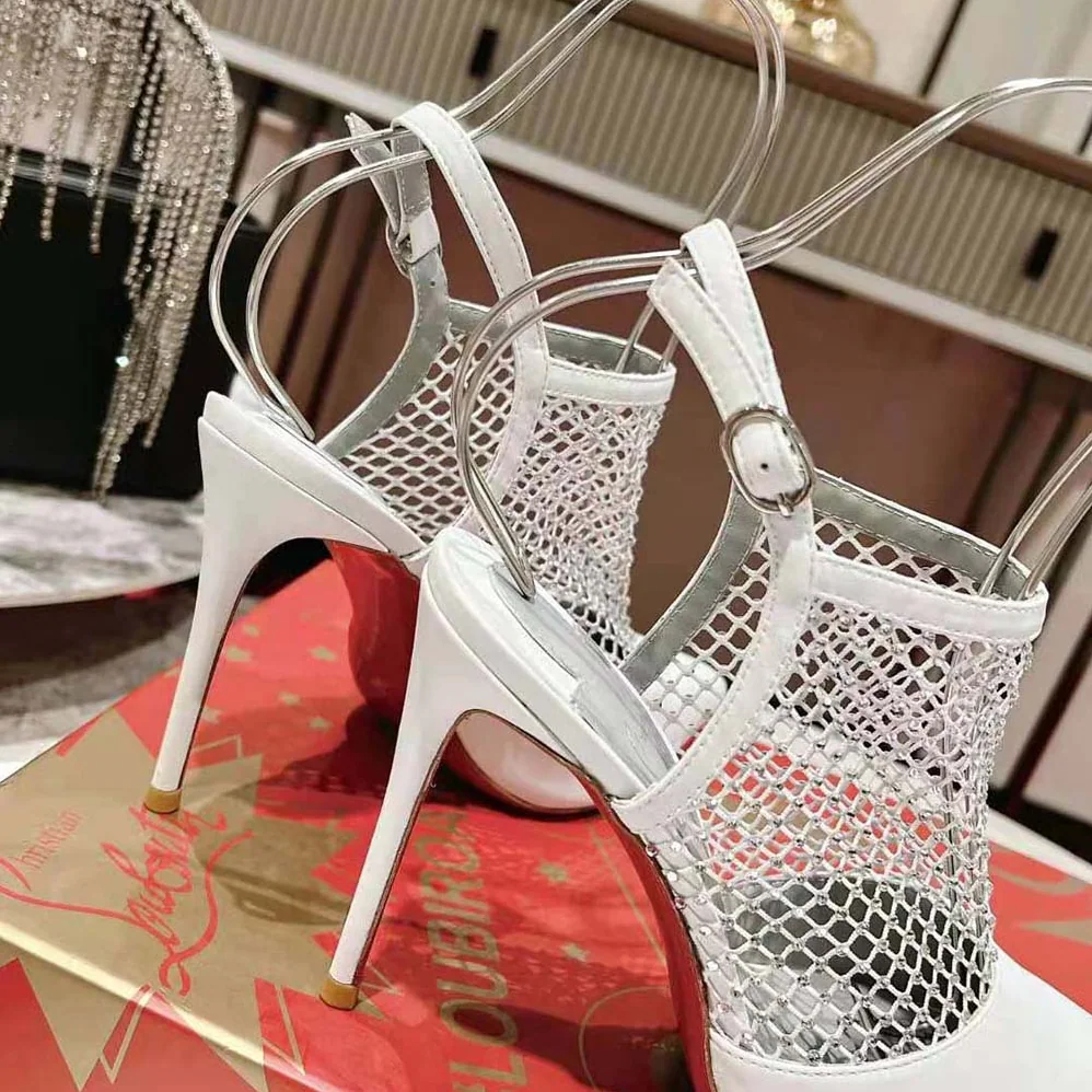 Christian Louboutin Plougesta Pump Strass in 100 mm Heel Height for Women in White Christian Louboutin Plougesta Pump Strass in 100 mm Heel Height for Women in White