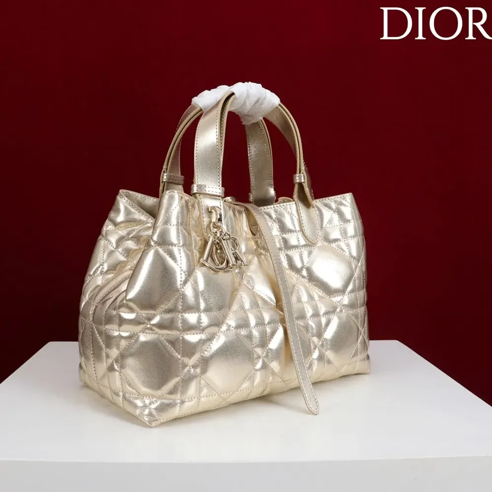 Dior Medium Dior Toujours Bag Metallic Gold for Women in Tone Macrocannage Calfskin Dior Medium Dior Toujours Bag Metallic Gold for Women in Tone Macrocannage Calfskin