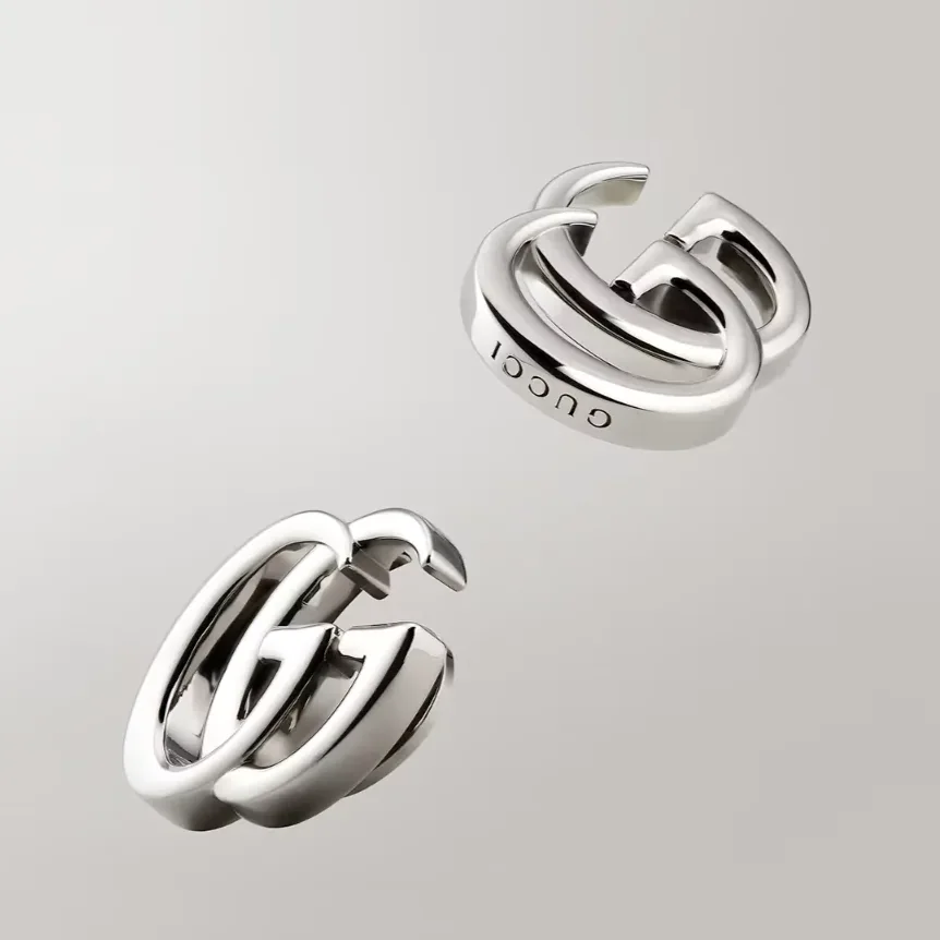 Gucci Marmont Stud Earrings Palladium Hardware